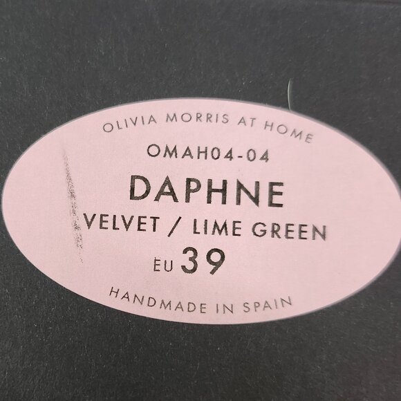 NIB - OLIVIA MORRIS At Home DAPHNE SLIPPER SLIDE | Lime Velvet - Picture 10 of 10